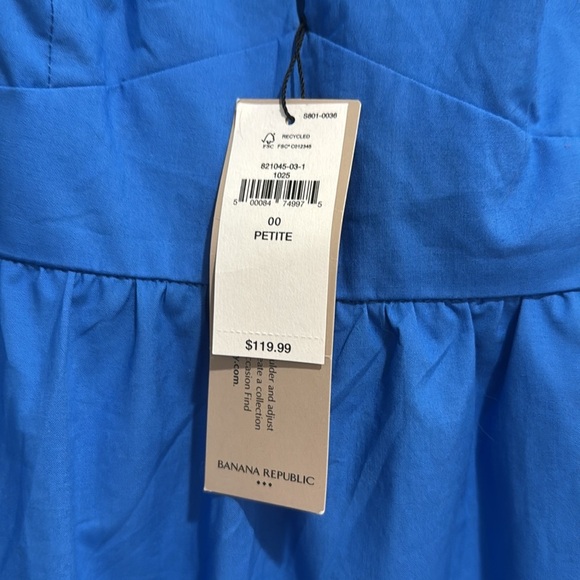 Banana Republic Factory Blue Midi Dress | NWT Sleeveless V-Neck Size 00P - Picture 4 of 5